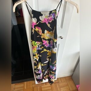 Yumi Kim Black Floral Midi Dress Sz L